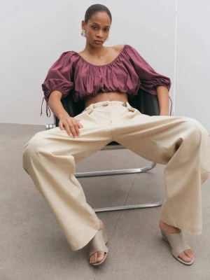 Klapki japonki ze skóry na koturnie szary - Kobieta - - MANGO