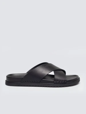 Klapki męskie skórzane czarne TT174217 906 BIG STAR