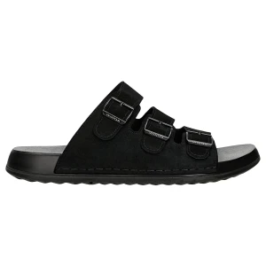 Czarne klapki męskie z trzema klamrami 32033-21 Wojas