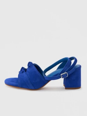 Klapki na obcasie Copenhagen Shoes błękit królewski