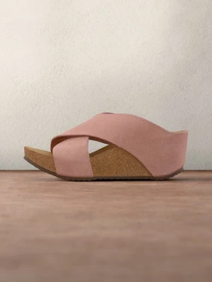 Klapki na obcasie Copenhagen Shoes jasnoróżowy