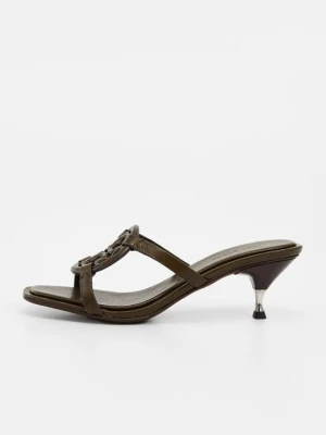 Klapki na obcasie Tory Burch czarny