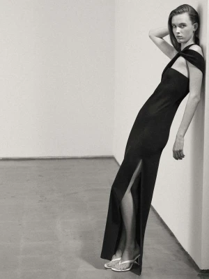 Klapki na obcasie z paskami ze skóry biały - Kobieta - - MANGO