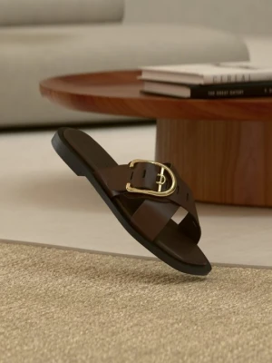 Klapki płaskie Copenhagen Shoes ciemnobrązowy