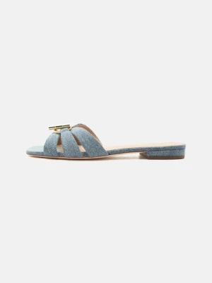 Klapki płaskie Lauren Ralph Lauren jasnoniebieski denim