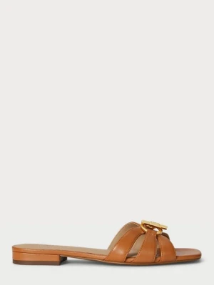 Klapki płaskie Lauren Ralph Lauren wielbłądzi