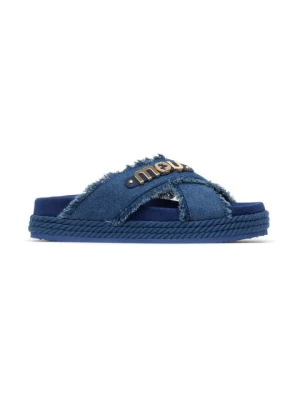 Klapki płaskie Mou jasnoniebieski denim