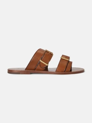 Klapki płaskie Polo Ralph Lauren brązowy