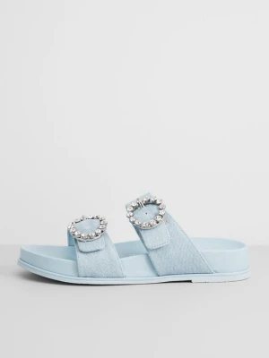 Klapki płaskie Stuart Weitzman niebieski