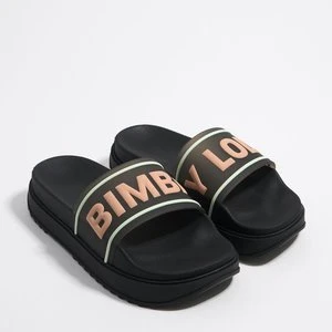 Klapki platforma logo czarne BIMBA Y LOLA