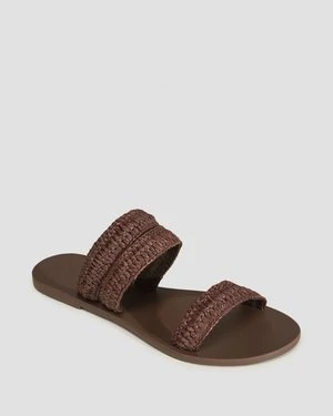 Klapki plecione damskie Manebi Sandals brązowe
