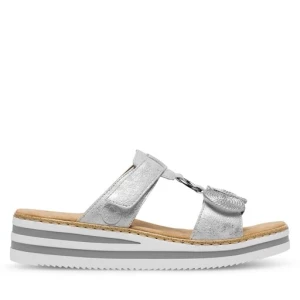 Klapki Rieker V02K3-40 Srebrny