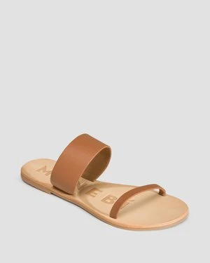 Klapki skórzane damskie Manebi Sandals brązowe