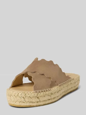 Klapki skórzane z lekko wyprofilowaną podeszwą model ‘LYON’ Espadrij