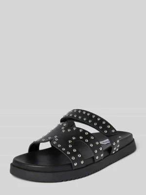 Klapki skórzane z ozdobnymi nitami model ‘MISSILE’ Steve Madden