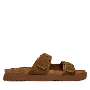 Klapki Tommy Hilfiger Cork Adjustable Suede Sandal FM0FM05869 Brązowy