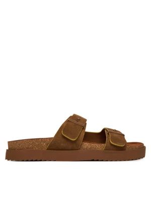 Klapki Tommy Hilfiger Cork Adjustable Suede Sandal FM0FM05869 Brązowy