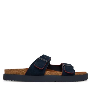 Klapki Tommy Hilfiger Cork Adjustable Suede Sandal FM0FM05869 Granatowy