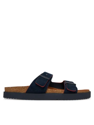 Klapki Tommy Hilfiger Cork Adjustable Suede Sandal FM0FM05869 Granatowy