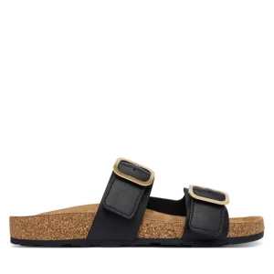 Klapki Tommy Hilfiger Leather Double Strap Cork Sandals FW0FW09118 Czarny