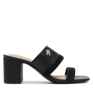 Klapki Tommy Hilfiger Leather & Suede Block Heel Mule FW0FW08530 Czarny