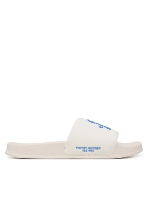 Klapki Tommy Hilfiger Logo Embroidery Canvas Pool Slides FM0FM05858 Biały
