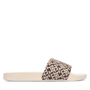 Klapki Tommy Hilfiger Monogram Pool Slide FW0FW09423 Brązowy