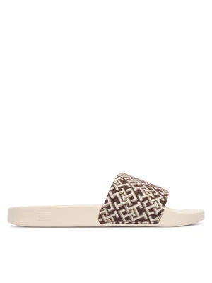 Klapki Tommy Hilfiger Monogram Pool Slide FW0FW09423 Brązowy