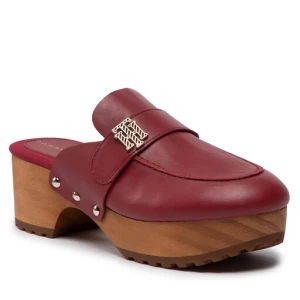 Klapki Tommy Hilfiger Th Hardware Mid Hell Clog FW0FW06602 Bordowy