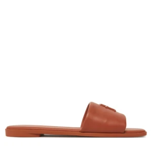 Klapki Tommy Hilfiger Th Logo Hardware Leather Mule FW0FW08806 Brązowy