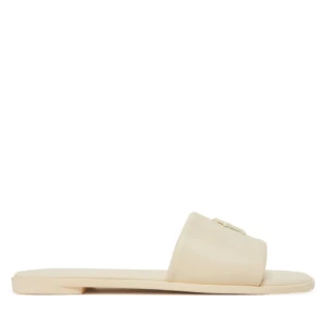 Klapki Tommy Hilfiger Th Logo Hardware Leather Mule FW0FW08806 Écru