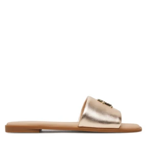 Klapki Tommy Hilfiger Th Logo Hw Metallic Leather Mule FW0FW08807 Złoty