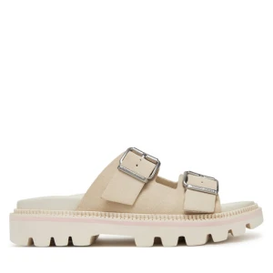 Klapki Tommy Jeans Double Strap Sandal Suede EN0EN02797 Écru
