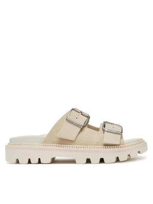 Klapki Tommy Jeans Double Strap Sandal Suede EN0EN02797 Écru Kremowy