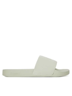 Klapki Tommy Jeans Flag Pool Slide Patent EN0EN02901 Zielony