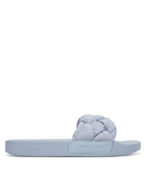 Klapki Tommy Jeans Tjw Braided Slides EN0EN02975 Błękitny Niebieski jasny