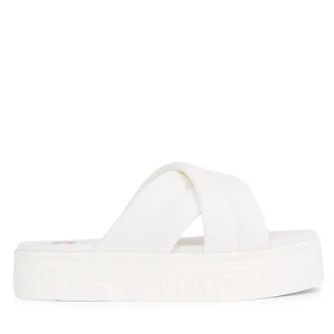 Klapki Tommy Jeans Tjw Lettering Flatform Sandal EN0EN02465 Écru