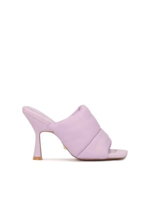 Klapki w stylu puff ze skóry i nylonu kazar x kasia