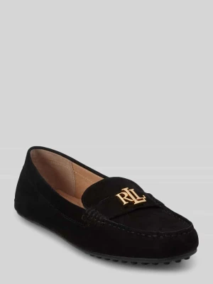 Klapki z detalem z logo model ‘BARNSBURY’ Lauren Ralph Lauren Czarny
