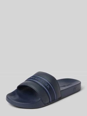 Klapki z paskiem z taśmy z logo Tommy Hilfiger Granatowy