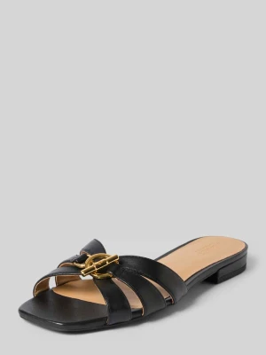 Klapki z prawdziwej skóry model 'BLAIKE SLIDE' Lauren Ralph Lauren