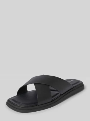 Klapki ze skóry naturalnej model ‘CRISS CROSS’ CK Calvin Klein