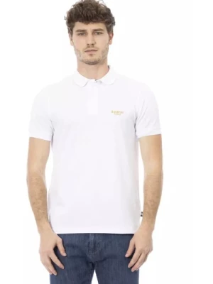Klasyczna Biała Koszulka Polo z Haftowanym Przodem Baldinini