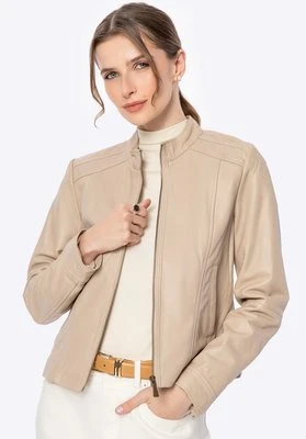 Klasyczna damska kurtka ze skóry kremowa Wittchen