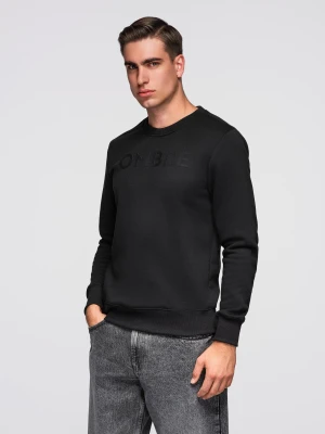 Klasyczna dresowa męska bluza z napisem – czarna V4 - Rozmiar: L Ombre Clothing