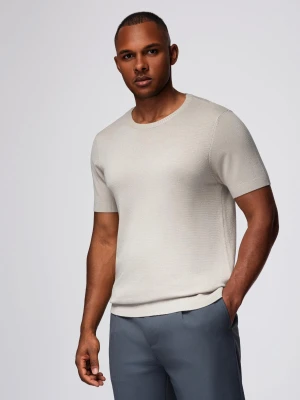 Zdjęcie produktu Klasyczna dzianinowa koszulka męska ze ściągaczami– jasnoszara V3 Ombre Clothing