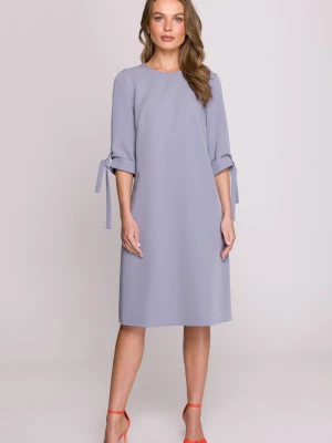 Klasyczna elegancka sukienka trapezowa szara Stylove