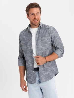 Klasyczna flanelowa męska koszula bawełniana w kwiaty - szara V3 OM-SHCS-0157
 -                                    S Ombre