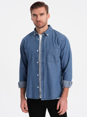Klasyczna koszula męska jeansowa SLIM - niebieska OM-SHDS-0116
 -                                    L