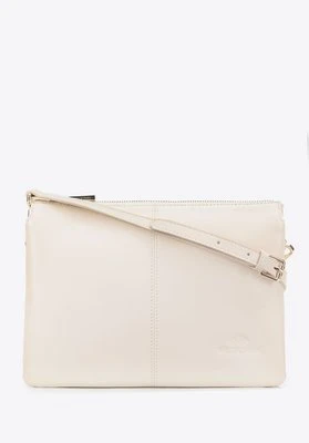 Klasyczna listonoszka skórzana z przeszyciem pośrodku kremowa Wittchen